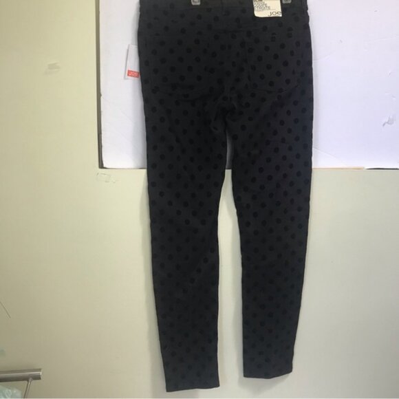 Joe Fresh NEW Slim Polka Dot Black Stretch Pants Zipper Cotton Velvet Pockets 10 - Picture 3 of 12